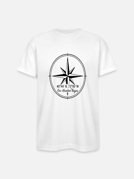 Compass Rose Adventure - Bayside Unisex Heavyweight USA Made T-Shirt - white