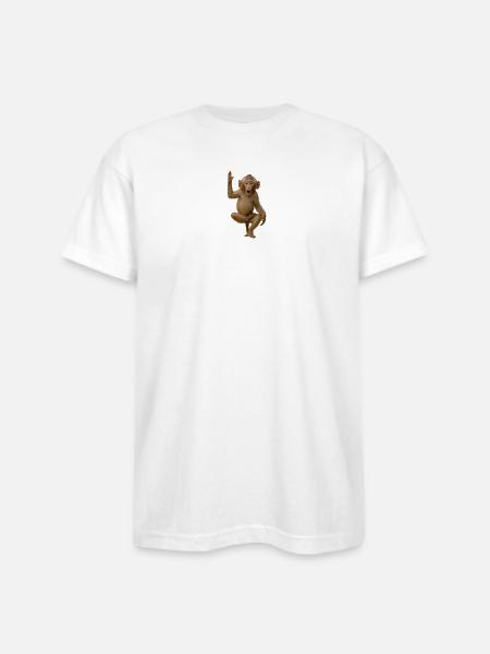 Surprised Monkey Raise Hand - Bayside Unisex Heavyweight USA Made T-Shirt - white