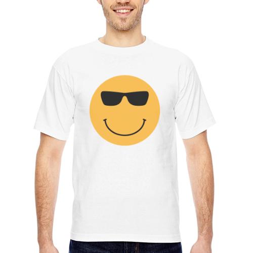 Orange Face with Sunglasses - Bayside Unisex Heavyweight USA Made T-Shirt