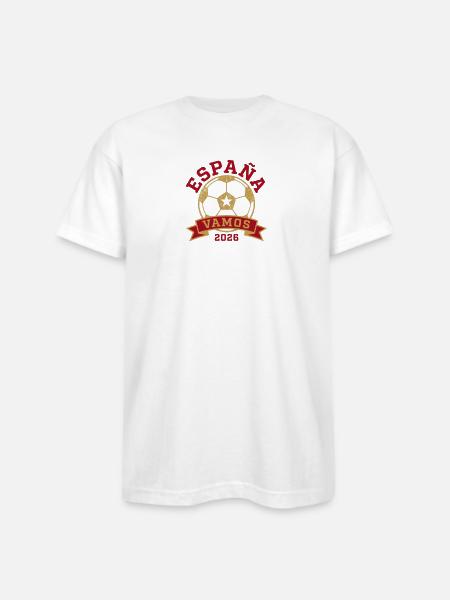 España Vamos 2026 Gold Emblem - Bayside Unisex Heavyweight USA Made T-Shirt - white