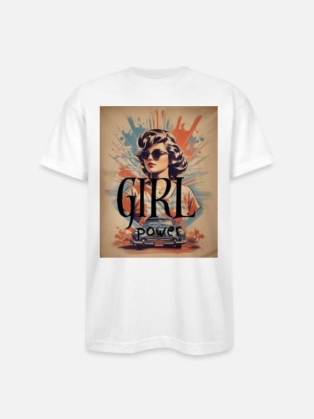 GIRL Power Retro Ride - Bayside Unisex Heavyweight USA Made T-Shirt - white