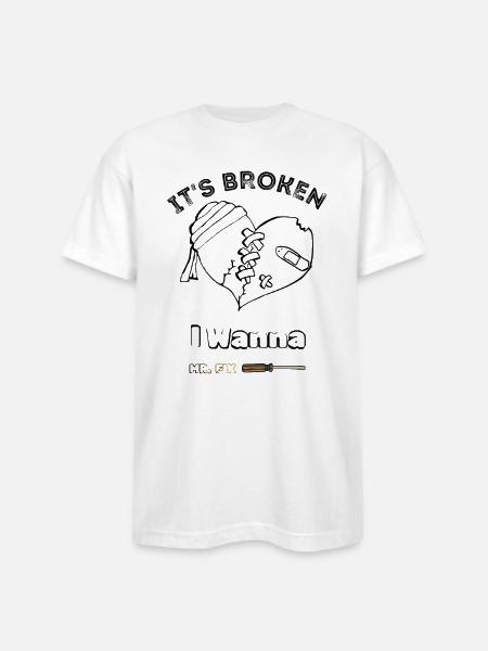 My heart is broken - Bayside Unisex Heavyweight USA Made T-Shirt - white