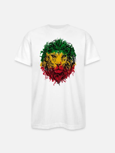 Africa map rasta lion - Bayside Unisex Heavyweight USA Made T-Shirt - white