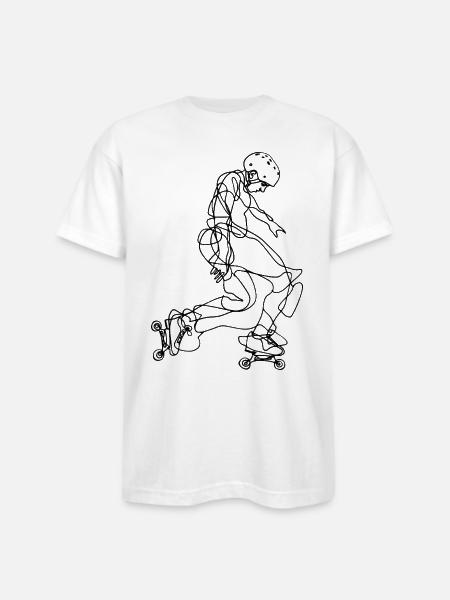 Roller Skater Drawing - Bayside Unisex Heavyweight USA Made T-Shirt - white