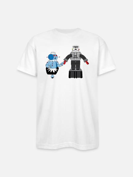 Rosie and Lost in Space Robot - Bayside Unisex Heavyweight USA Made T-Shirt - white