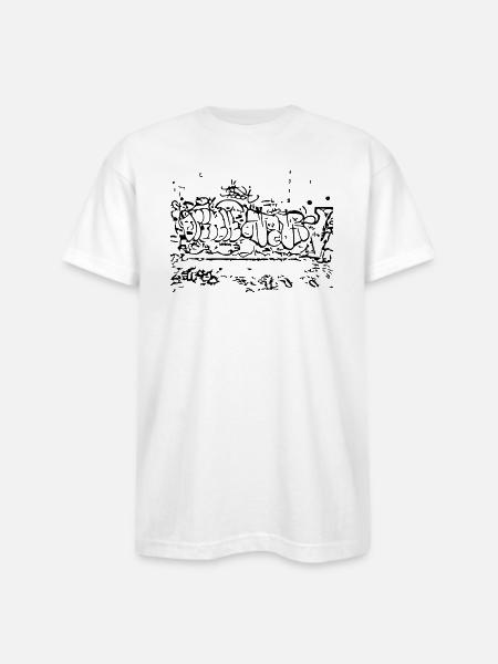 Graffiti street digital silhouette - Bayside Unisex Heavyweight USA Made T-Shirt - white