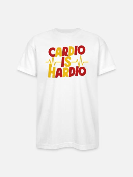 Cardio is Hardio - Bayside Unisex Heavyweight USA Made T-Shirt - white