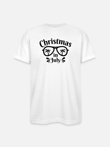 Christmas in July - Bayside Unisex Heavyweight USA Made T-Shirt - white
