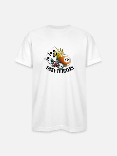 Lucky Thirteen - Bayside Unisex Heavyweight USA Made T-Shirt - white