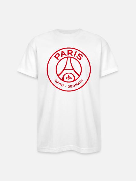 PSG PARIS - Bayside Unisex Heavyweight USA Made T-Shirt - white