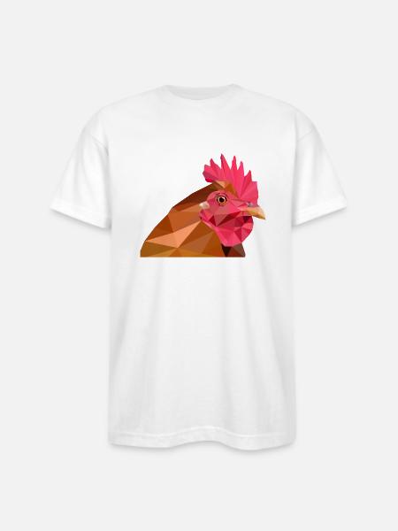 lowpoly rooster - Bayside Unisex Heavyweight USA Made T-Shirt - white