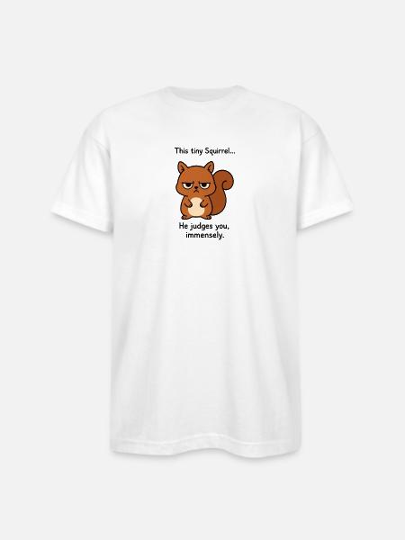 Squirrel of Judgement - Bayside Unisex Heavyweight USA Made T-Shirt - white