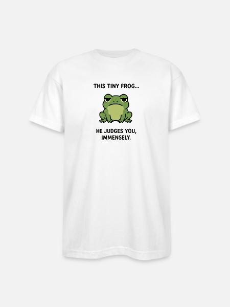 Frog Judges You, Immensely. - Bayside Unisex Heavyweight USA Made T-Shirt - white