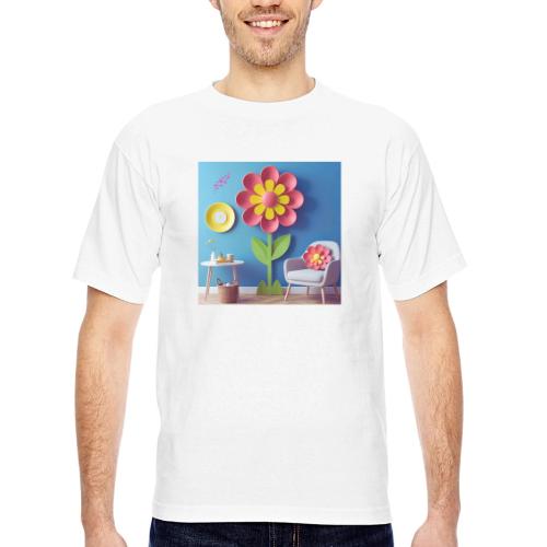 Flower design and harmony of environmental well-be - Bayside Unisex Heavyweight USA Made T-Shirt