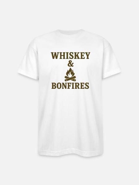 Whiskey Bonfires - Bayside Unisex Heavyweight USA Made T-Shirt - white