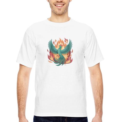 Phoenix Rising Mythical Fire Bird Fantasy Design - Bayside Unisex Heavyweight USA Made T-Shirt