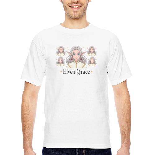 Elven Grace Fantasy Elf Maiden Graphic Magic - Bayside Unisex Heavyweight USA Made T-Shirt