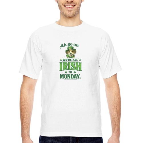 St. Patrick’s Day Dog T-Shirt – We’re All Irish - Bayside Unisex Heavyweight USA Made T-Shirt