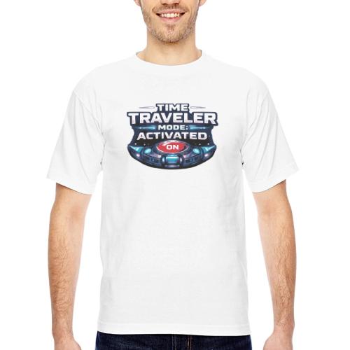 Time Traveler Mode – Futuristic Neon Sci-Fi Tee - Bayside Unisex Heavyweight USA Made T-Shirt