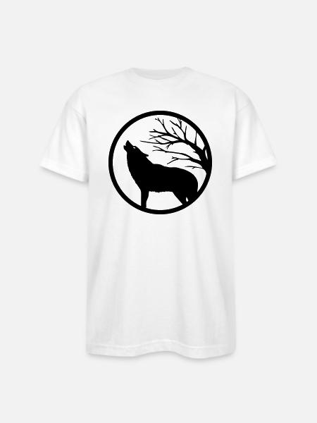 Howling wolf - Bayside Unisex Heavyweight USA Made T-Shirt - white