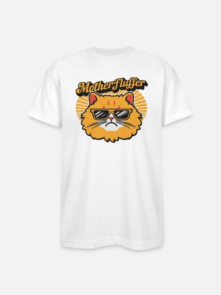 Motherfluffer Grumpy Cat Black - Bayside Unisex Heavyweight USA Made T-Shirt - white