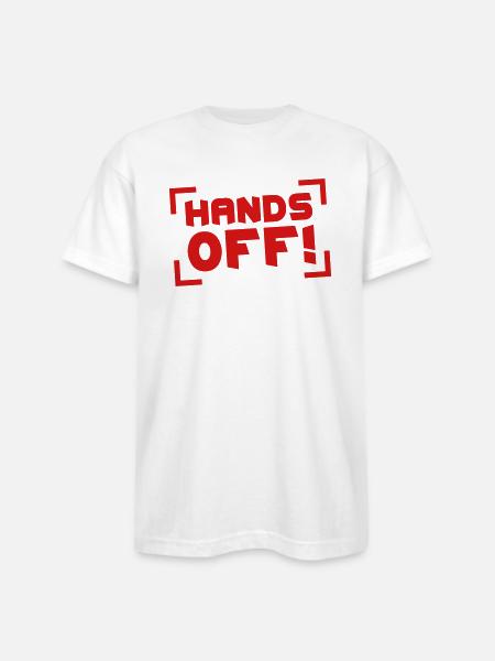 Hands Off - Bayside Unisex Heavyweight USA Made T-Shirt - white