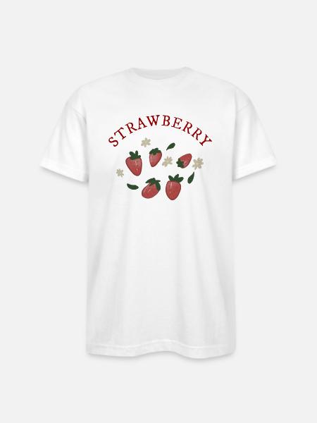 Strawberries - Bayside Unisex Heavyweight USA Made T-Shirt - white