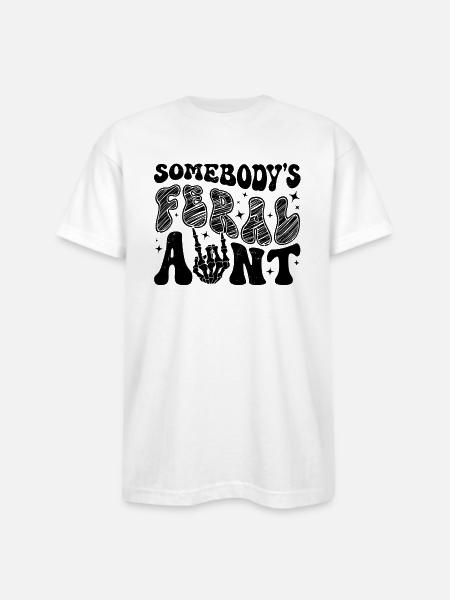 Somebody's Feral Aunt - Bayside Unisex Heavyweight USA Made T-Shirt - white