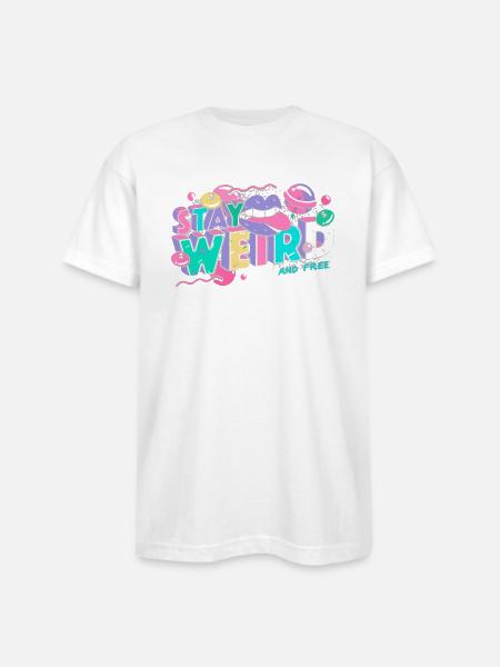 Stay Weird - Bayside Unisex Heavyweight USA Made T-Shirt - white