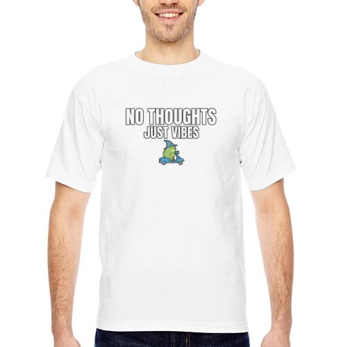 No Thoughts Just Vibes Funny Frog Shirt - Bayside Unisex Heavyweight USA Made T-Shirt