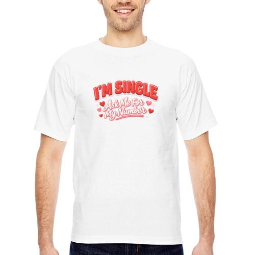 I’m Single Retro Bubble - Bayside Unisex Heavyweight USA Made T-Shirt