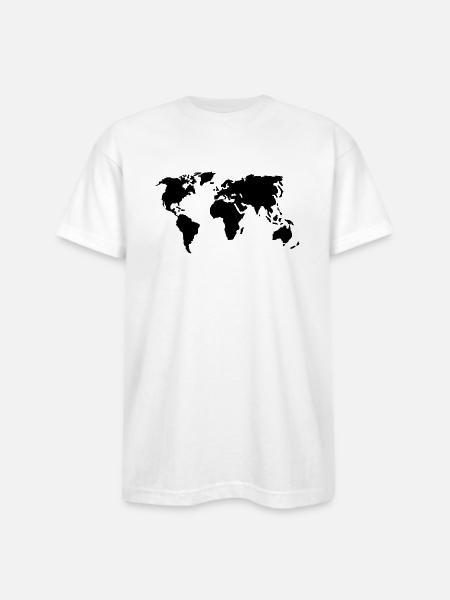 World Map - Bayside Unisex Heavyweight USA Made T-Shirt - white