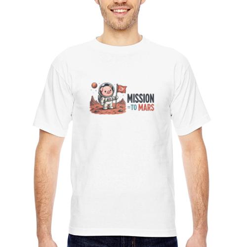 Mission To Mars Space Pig - Bayside Unisex Heavyweight USA Made T-Shirt