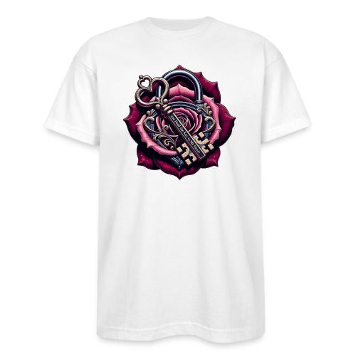You Hold the Key to My Heart Rose Lock T-Shirt - Bayside Unisex Heavyweight USA Made T-Shirt