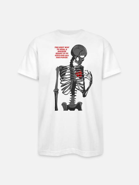 Broken Heart - Bayside Unisex Heavyweight USA Made T-Shirt - white