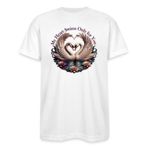 My Heart Swims Only for You Swan Heart T-Shirt - Bayside Unisex Heavyweight USA Made T-Shirt