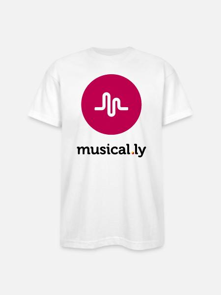 Musical.ly Logo - Bayside Unisex Heavyweight USA Made T-Shirt - white