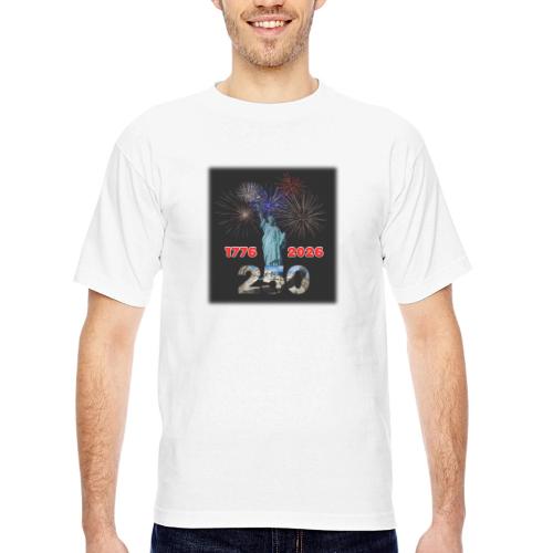 1776 - 2026 - 250 Years USA | Fireworks - Bayside Unisex Heavyweight USA Made T-Shirt