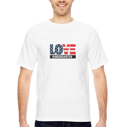 Love Kindergarten Patriotic Graduation - Bayside Unisex Heavyweight USA Made T-Shirt