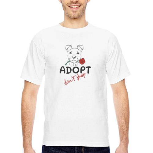 Retro Adopt Dont Shop Cute Puppy Rose Tee - Bayside Unisex Heavyweight USA Made T-Shirt