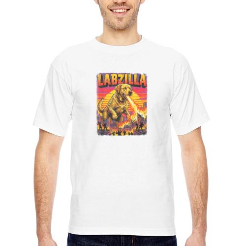 Labzilla Giant Yellow Labrador Monster Tee - Bayside Unisex Heavyweight USA Made T-Shirt