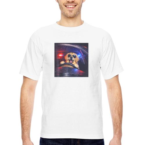 Funny Police Golden Retriever Meme Tee - Bayside Unisex Heavyweight USA Made T-Shirt