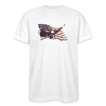 Vintage American Flag bald eagle - Bayside Unisex Heavyweight USA Made T-Shirt - white - Front - Anthony (185cm)