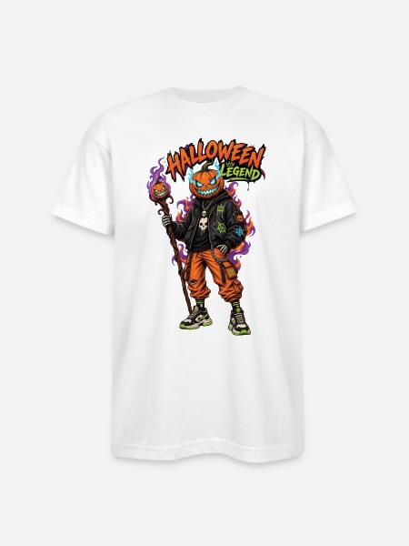 Halloween Legend Pumpkin Head Streetwear - Bayside Unisex Heavyweight USA Made T-Shirt - white