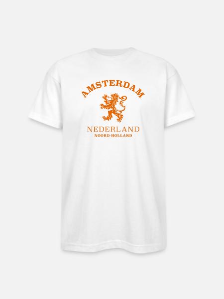 AMSTERDAM Netherlands - Bayside Unisex Heavyweight USA Made T-Shirt - white