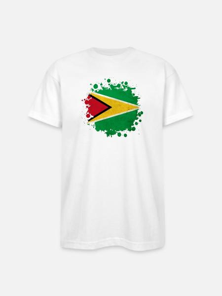 Guyana flag blob - Bayside Unisex Heavyweight USA Made T-Shirt - white