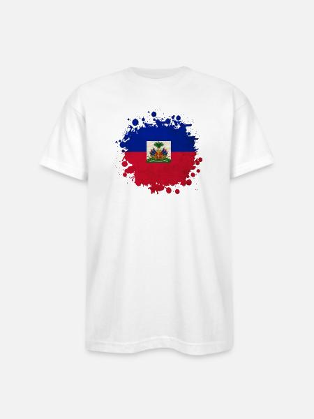 Haiti flags blob - Bayside Unisex Heavyweight USA Made T-Shirt - white