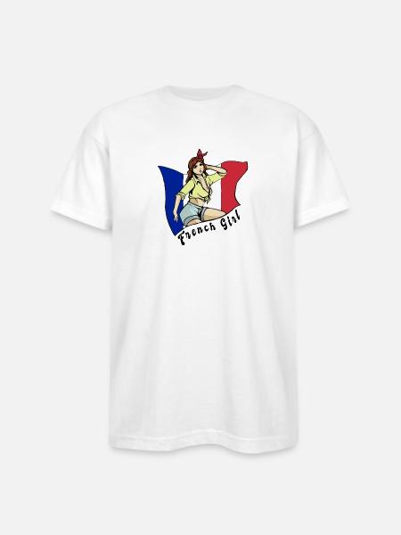 France girl flag design - Bayside Unisex Heavyweight USA Made T-Shirt - white