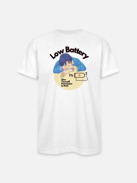 Permission to Rest Battery - Bayside Unisex Heavyweight USA Made T-Shirt - white