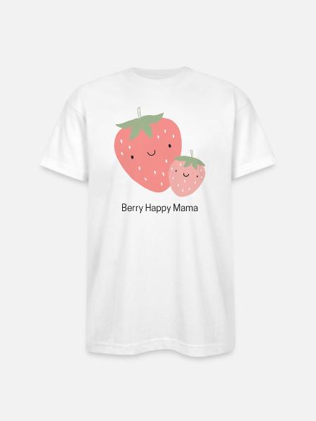 Berry Happy Mama - Bayside Unisex Heavyweight USA Made T-Shirt - white